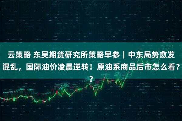云策略 东吴期货研究所策略早参｜中东局势愈发混乱，国际油价凌晨逆转！原油系商品后市怎么看？